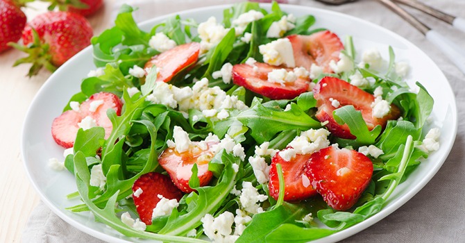 Aardbeien & Rucola met Arganolie